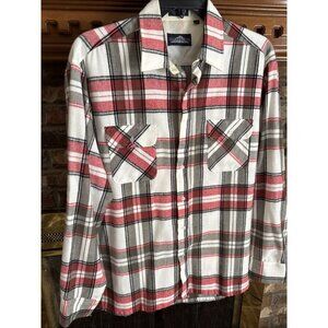 Men’s Backpacker Red & White Plaid Shirt Acrylic Size Large
